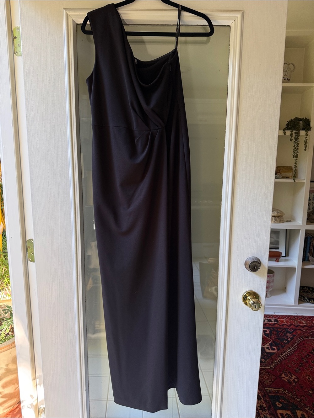 Calvin Klein One-Shoulder Black Evening Gown